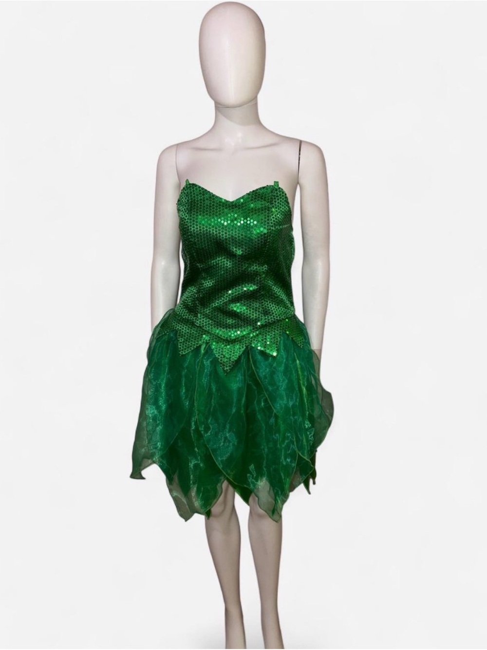 Fairy women’s adult Green Sequin Leaf-Hem Halloween costume